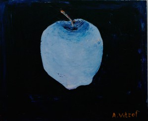 Apple knowledge 1. 2014 Painter Alik Vetrof mdf oil 25x30 cm by Vetrof Alik